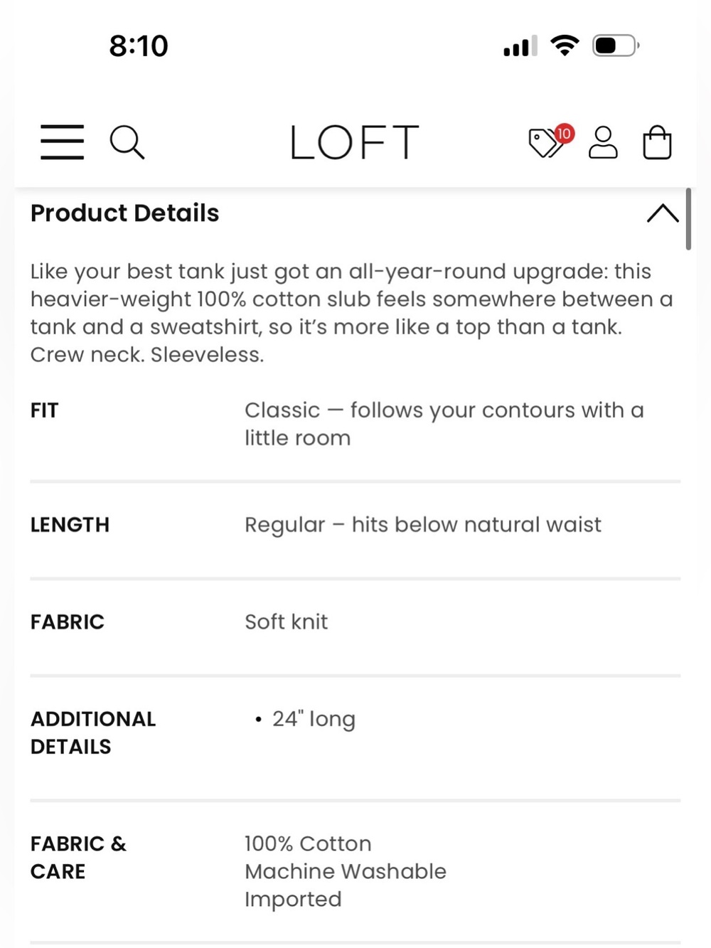 LOFT Harbor Tank Top - Picture 7 of 7